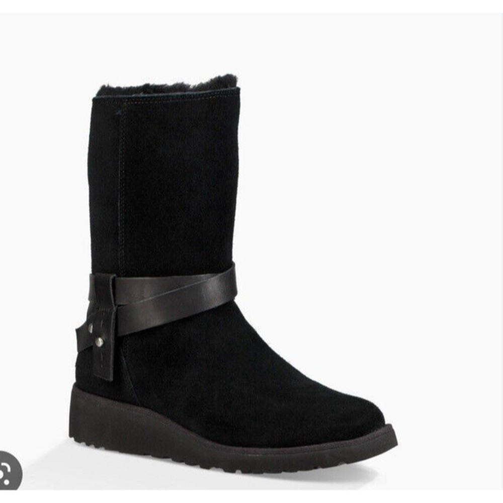 UGG Aysel Classic Booties Women fur wool leather suede 7 black